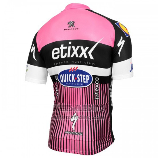 2016 Fietskleding Etixx Quick Step Roze en Zwart Korte Mouwen en Koersbroek